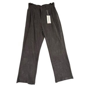New Wide Leg Corduroy Pants Women's Medium Gray High Waist Trousers Soft Comfort
